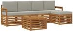 vidaXL Sofagarnituren 6 Tlg Natur und Hellgrau Massivholz Akazie 3374676
