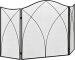 HOMCOM Kaminschutzgitter Metall Schwarz 108L x 24B x 76H cm