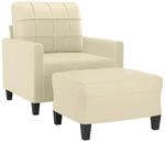vidaXL Sessel mit Hocker Creme 60 cm Kunstleder 3201010