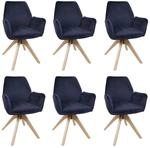 MCW 6er-Set Esszimmerstuhl G67 Drehbar Holz Samt Anthrazit-Blau