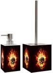 Sanilo Badezimmer Set, Seifenspender und WC B&uuml;rste Totenkopf