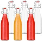Relaxdays 6er Set Lik&ouml;rflaschen Glas Transparent B&uuml;gelverschluss 500 ml