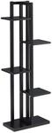 Relaxdays Pflanzenregal Stahl MDF Schwarz 5 Ablagen 117 cm x 43 cm x 22 cm 6,4 kg