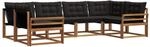 vidaXL Outdoor-Sofagarnitur mit Kissen 6-Tlg Natur und Schwarz 3369795
