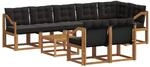 vidaXL Outdoor-Sofagarnitur mit Kissen 9-Tlg Natur und Schwarz 3368819
