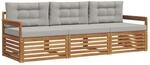 vidaXL Outdoor-Sofagarnitur mit Kissen 3-Tlg Natur und Hellgrau 3372926