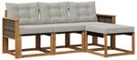 vidaXL Outdoor-Sofagarnitur mit Kissen 4 Stk Natur und Hellgrau 3381867