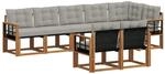 vidaXL Outdoor-Sofagarnitur mit Kissen 8-Tlg Natur und Hellgrau 3368790