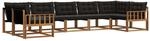 vidaXL Outdoor-Sofagarnitur mit Kissen 7-Tlg Natur und Schwarz 3369815
