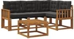 vidaXL Outdoor-Sofagarnitur mit Kissen 5-Tlg Natur und Schwarz 3368639