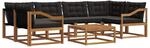 vidaXL Outdoor-Sofagarnitur mit Kissen 7-Tlg Natur und Schwarz 3369251