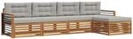 vidaXL Outdoor-Sofagarnitur mit Kissen 5-Tlg Natur und Hellgrau 3373311