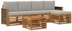 vidaXL Outdoor-Sofagarnitur mit Kissen 6 Stk Natur und Hellgrau 3384257