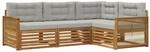 vidaXL Outdoor-Sofagarnitur mit Kissen 4 Stk Natur und Hellgrau 3383299