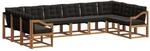 vidaXL Outdoor-Sofagarnitur mit Kissen 10-Tlg Natur und Schwarz 3369107