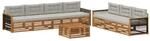 vidaXL Outdoor-Sofagarnitur mit Kissen 8 Stk Natur und Hellgrau 3383114