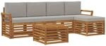 vidaXL Sofagarnituren 6 Tlg Natur und Hellgrau Massivholz Akazie 3374691