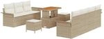vidaXL Garten-Sofa-Set H&ouml;henverstellbar 10-Tlg Beige Poly Rattan 3362101