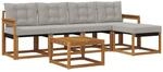 vidaXL Outdoor-Sofagarnitur mit Kissen 6-Tlg Natur und Hellgrau 3368586