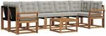vidaXL Outdoor-Sofagarnitur mit Kissen 8-Tlg Natur und Hellgrau 3368498