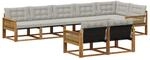 vidaXL Outdoor-Sofagarnitur mit Kissen 8 Stk Natur und Hellgrau 3381507