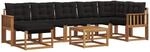 vidaXL Outdoor-Sofagarnitur mit Kissen 8-Tlg Natur und Schwarz 3368903