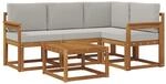 vidaXL Outdoor-Sofagarnitur mit Kissen 5-Tlg Natur und Hellgrau 3366349