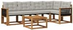 vidaXL Outdoor-Sofagarnitur mit Kissen 6 Stk Natur und Hellgrau 3381967