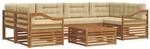 vidaXL Outdoor-Sofagarnitur mit Kissen 8-Tlg Natur und Beige 3373118