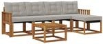 vidaXL Outdoor-Sofagarnitur mit Kissen 6-Tlg Natur und Hellgrau 3368590