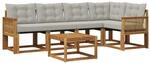 vidaXL Outdoor-Sofagarnitur mit Kissen 6 Stk Natur und Hellgrau 3381971