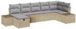 vidaXL Garten-Sofa-Set mit Kissen 7-Tlg Beige Poly Rattan 3359399