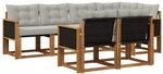 vidaXL Outdoor-Sofagarnitur mit Kissen 7 Stk Natur und Hellgrau 3382007