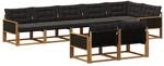 vidaXL Outdoor-Sofagarnitur mit Kissen 8 Stk Natur und Schwarz 3381496