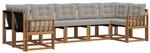 vidaXL Outdoor-Sofagarnitur mit Kissen 7-Tlg Natur und Hellgrau 3369022