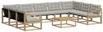 vidaXL Outdoor-Sofagarnitur mit Kissen 10-Tlg Wei&szlig; und Hellgrau 3389101