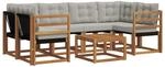 vidaXL Outdoor-Sofagarnitur mit Kissen 7-Tlg Natur und Hellgrau 3368438