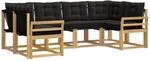 vidaXL Outdoor-Sofagarnitur mit Kissen 6-Tlg Wei&szlig; und Schwarz 3389814