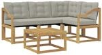 vidaXL Outdoor-Sofagarnitur mit Kissen 5-Tlg Wei&szlig; und Hellgrau 3389461