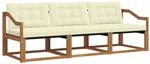 vidaXL Outdoor-Sofagarnitur mit Kissen 3-Tlg Natur und Creme 3369153