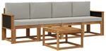 vidaXL Outdoor-Sofagarnitur mit Kissen 4 Stk Natur und Hellgrau 3384962