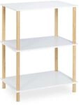 Relaxdays Standregal MDF Bambus Wei&szlig; Natur mit 3 Ablagen 79 cm x 60 cm x 40 cm