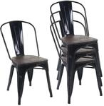 MCW Stuhl A73 Holz-Sitzfl&auml;che 4er-Set Schwarz
