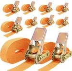 TRUTZHOLM 10x Profi Ratschen Spanngurt 1 Teilig 6m 0,8t 800 kg T&Uuml;V GS Orange