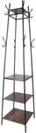 Relaxdays Garderobenst&auml;nder Eisen MDF Schwarz Dunkelbraun Freistehend 180 cm x 43 cm