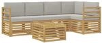 vidaXL Outdoor-Sofagarnitur 6 Stk Wei&szlig; und Hellgrau 59 x 59 x 37 cm 3391856