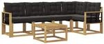 vidaXL Outdoor-Sofagarnitur mit Kissen 6-Tlg Wei&szlig; und Schwarz 3389506