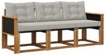 vidaXL Outdoor-Sofagarnitur mit Kissen 3 Stk Natur und Hellgrau 3381735