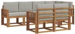 vidaXL Outdoor-Sofagarnitur mit Kissen 7-Tlg Natur und Hellgrau 3366529