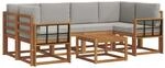 vidaXL Outdoor-Sofagarnitur mit Kissen 7-Tlg Natur und Hellgrau 3366089